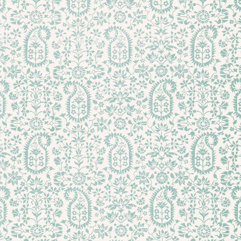 Kalika Paisley Print fabric in aquamarine color - pattern number 174862 - by Schumacher in the Chroma collection