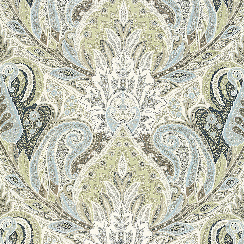Cambay Paisley Print fabric in oyster color - pattern number 174882 - by Schumacher in the Ottoman Chic collection