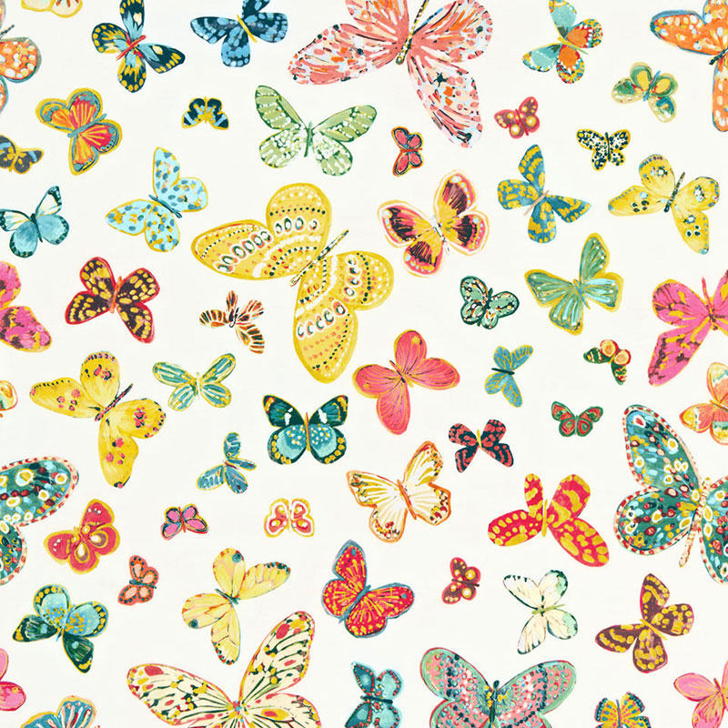 Butterfly fabric in multi color - pattern number 174900 - by Schumacher in the Flight of Fancy collection