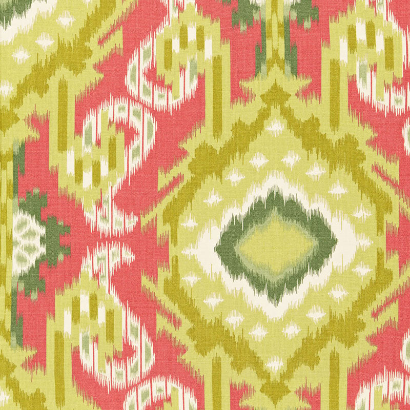 Kiribati Ikat Print fabric in coral color - pattern number 174980 - by Schumacher in the Ottoman Chic collection