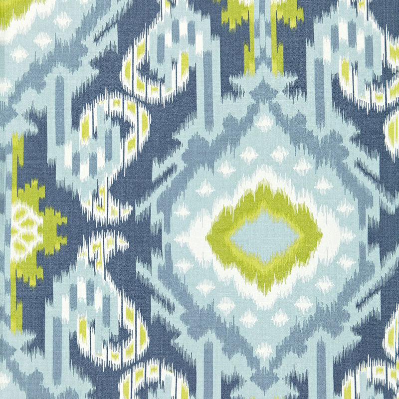 Kiribati Ikat Print fabric in aquamarine color - pattern number 174982 - by Schumacher in the Ottoman Chic collection