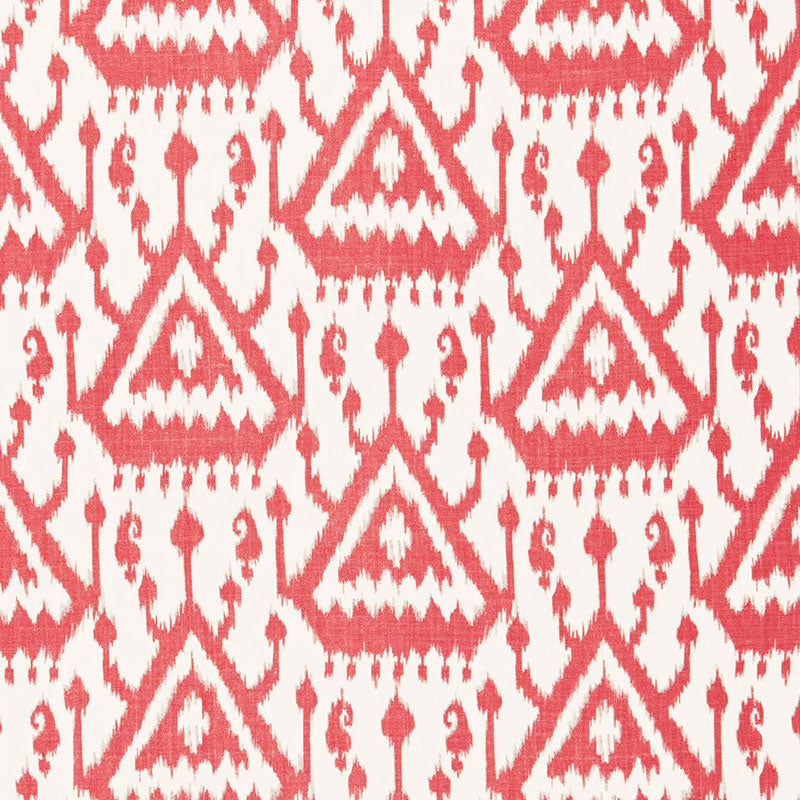 Vientiane Ikat fabric in coral color - pattern number 175020 - by Schumacher in the Print Happy collection