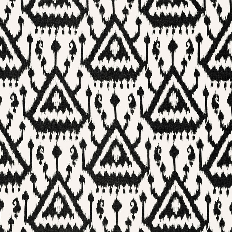 Vientiane Ikat fabric in ebony color - pattern number 175021 - by Schumacher in the Print Happy collection