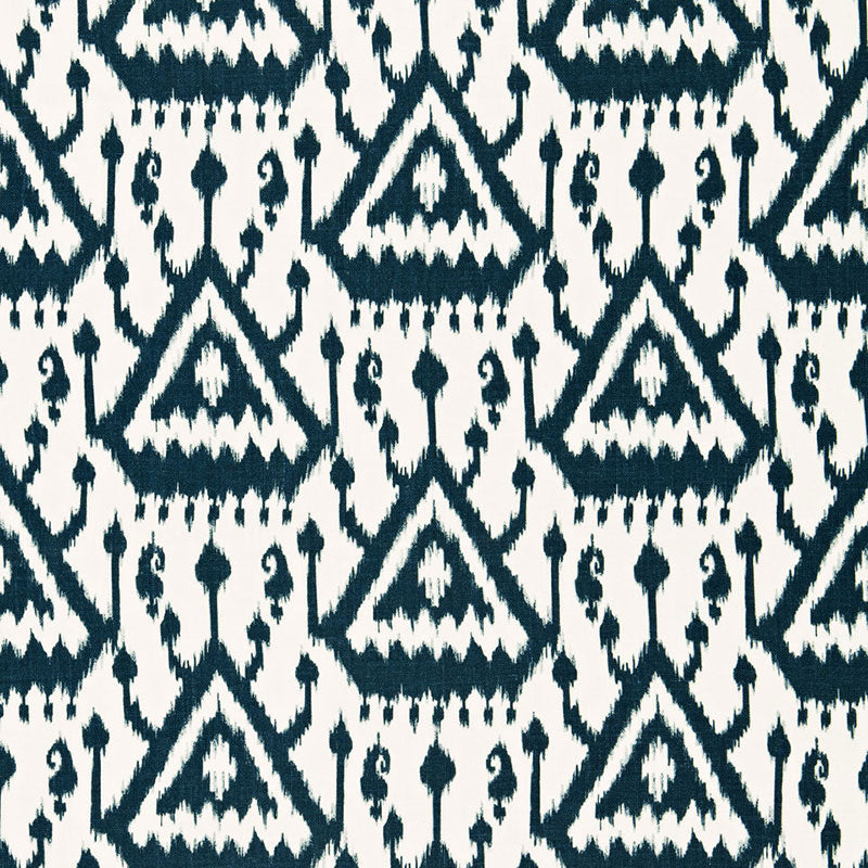 Vientiane Ikat fabric in indigo color - pattern number 175022 - by Schumacher in the Print Happy collection