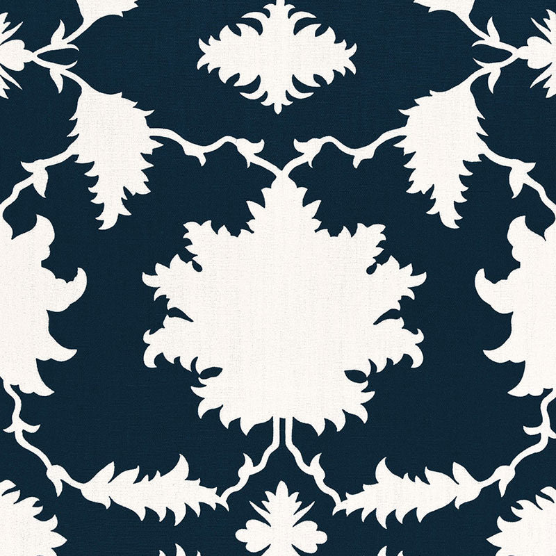 Garden Of Persia fabric in bleu marine color - pattern number 175033 - by Schumacher in the Mary Mcdonald collection