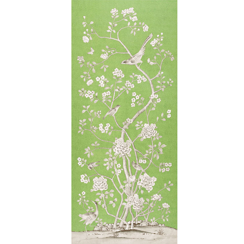 Chinois Palais fabric in lettuce color - pattern number 175040 - by Schumacher in the Mary Mcdonald collection