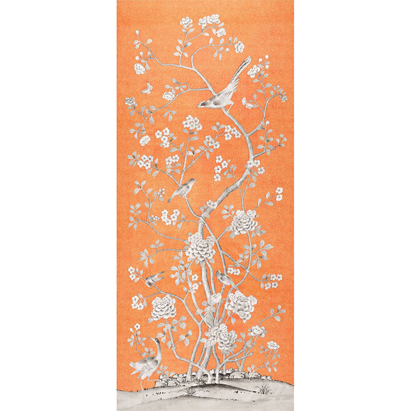 Chinois Palais fabric in tangerine color - pattern number 175044 - by Schumacher in the Mary Mcdonald collection
