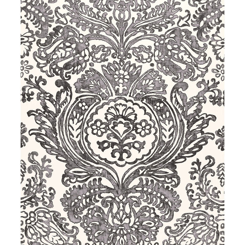 Tremezzo Damask fabric in graphite color - pattern number 175091 - by Schumacher in the Classic Prints collection