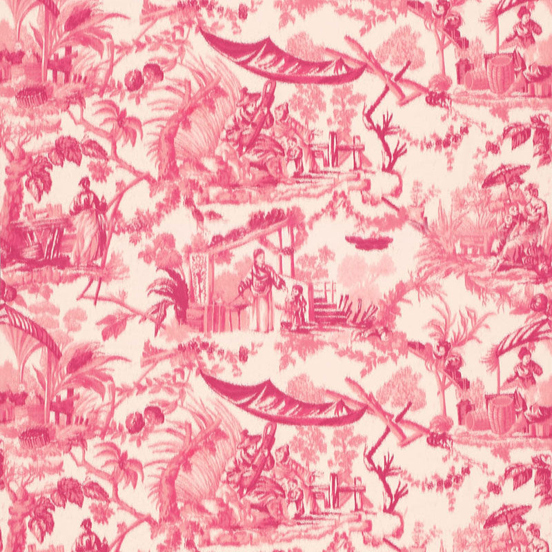 Pavillon Chinois fabric in peony color - pattern number 175100 - by Schumacher in the Classic Prints collection