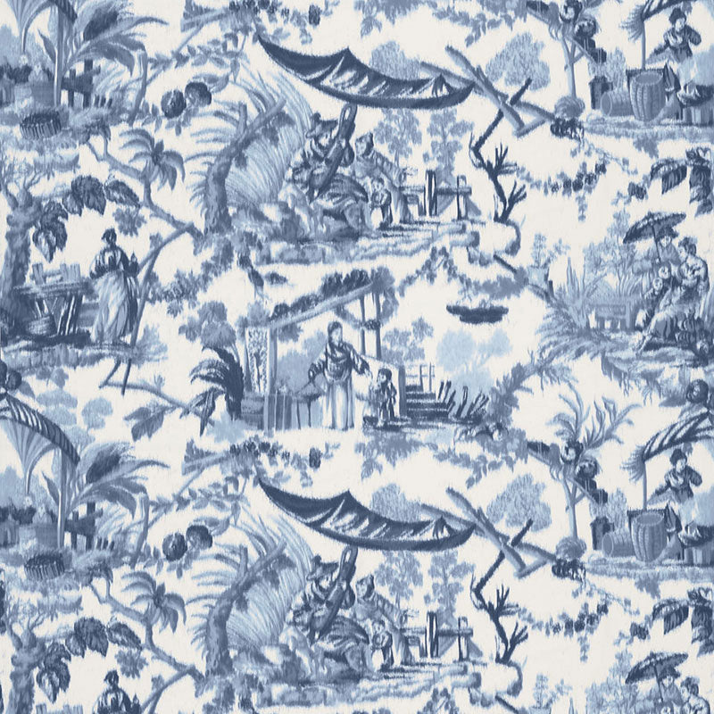 Pavillon Chinois fabric in lapis color - pattern number 175101 - by Schumacher in the Classic Prints collection