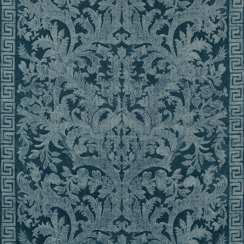 Carlotta Velvet Damask fabric in indigo color - pattern number 175111 - by Schumacher in the Cut &amp; Patterned Velvets collection