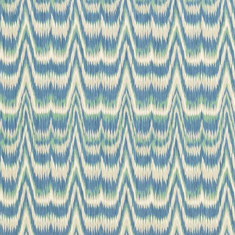 Kamalia Ikat Print fabric in aegean color - pattern number 175120 - by Schumacher in the Classic Prints collection