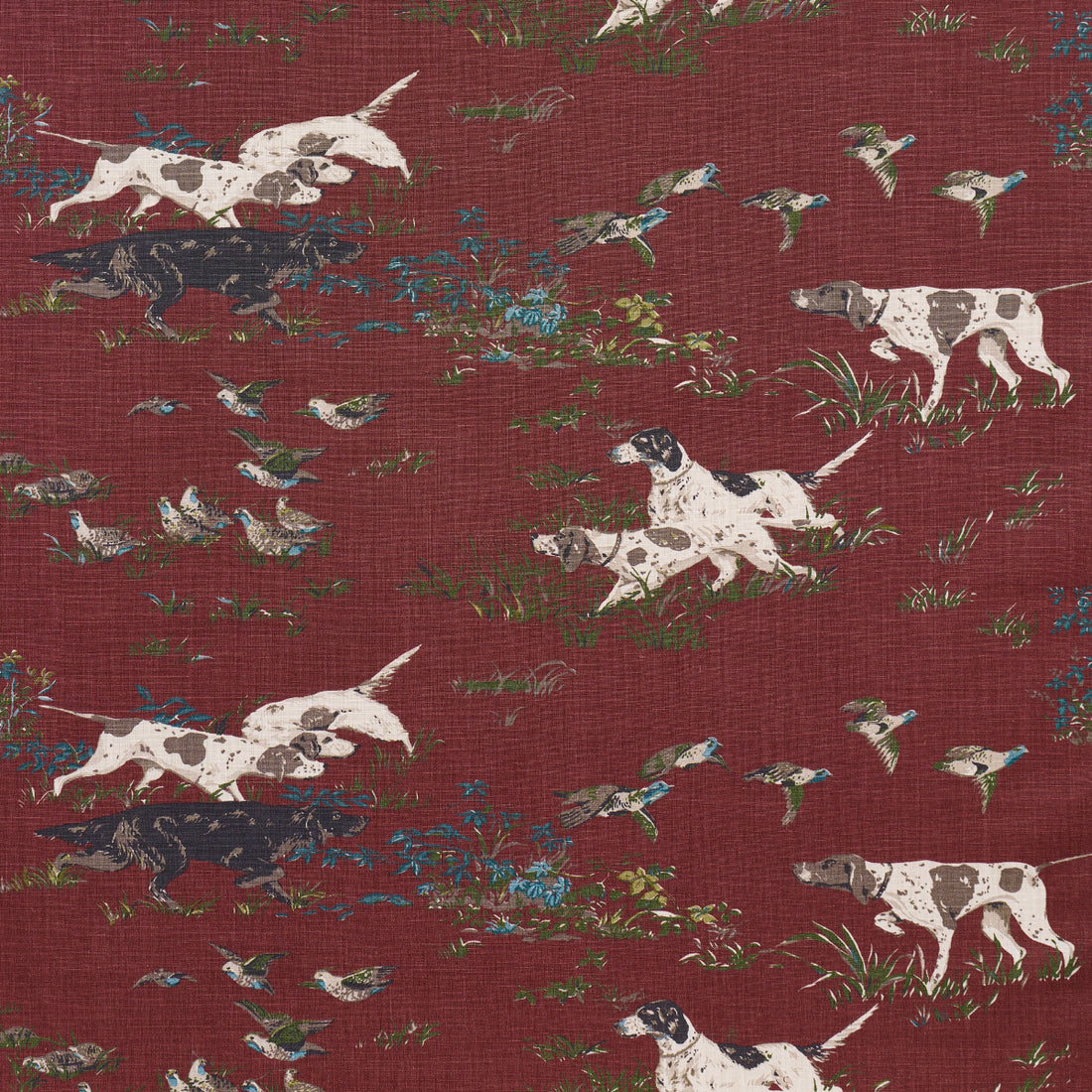 Pointers fabric in burgundy color - pattern number 175165 - by Schumacher in the A Country Life collection