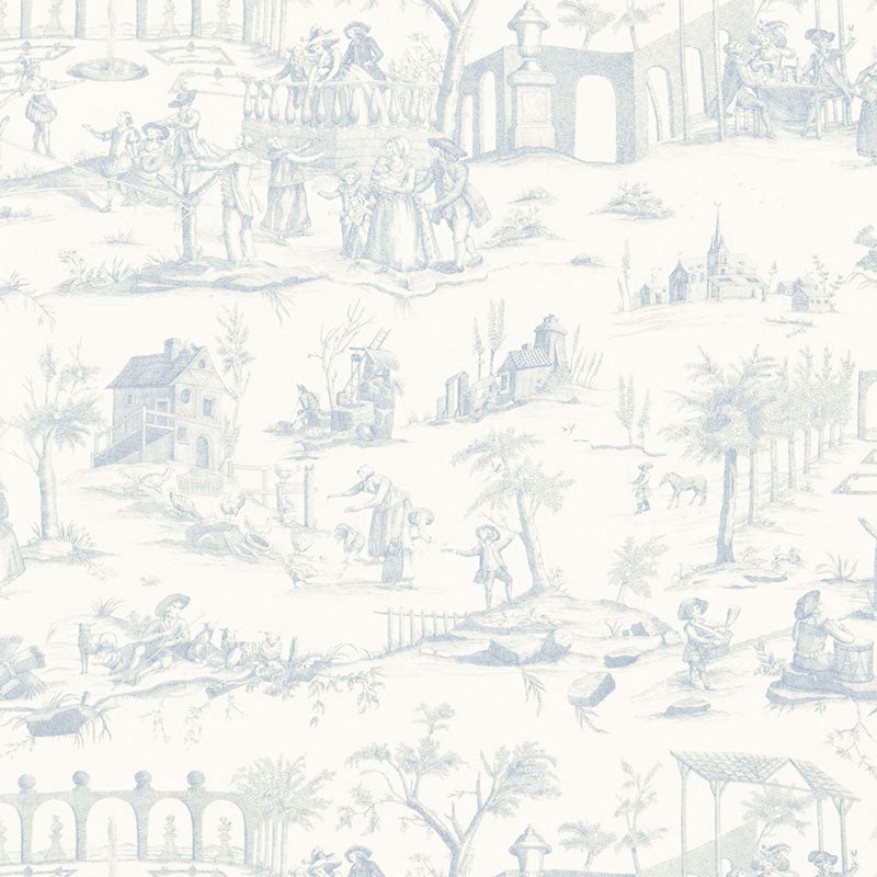Siena Toile fabric in delft color - pattern number 175170 - by Schumacher in the Palazzo collection