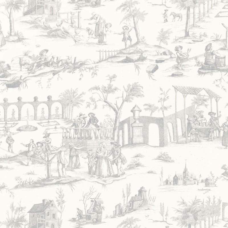 Siena Toile fabric in pewter color - pattern number 175171 - by Schumacher in the Palazzo collection