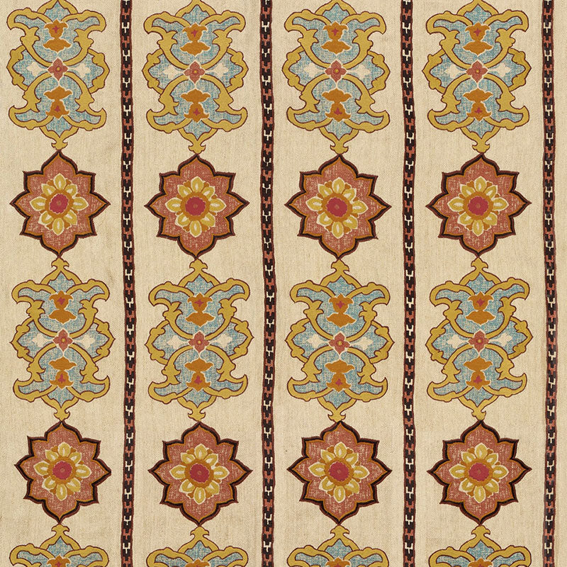 Temara Hand Embroidered Print fabric in spice color - pattern number 175181 - by Schumacher in the Classic Prints collection