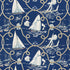 Summer Regatta Linen Print fabric in navy color - pattern number 175190 - by Schumacher in the Classic Prints collection