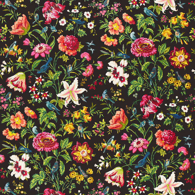 Avondale Floral fabric in night garden color - pattern number 175221 - by Schumacher in the Good Vibrations collection