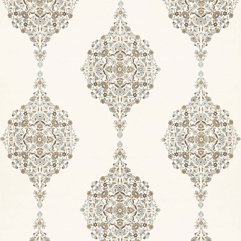 Mehndi Linen Print fabric in flax color - pattern number 175320 - by Schumacher in the Au Naturel 2 collection