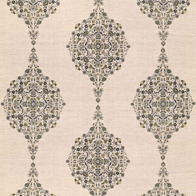 Mehndi Linen Print fabric in smoke color - pattern number 175322 - by Schumacher in the Au Naturel 2 collection