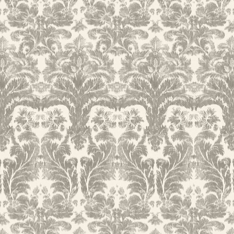Aurora Damask fabric in linen color - pattern number 175340 - by Schumacher in the Au Naturel collection