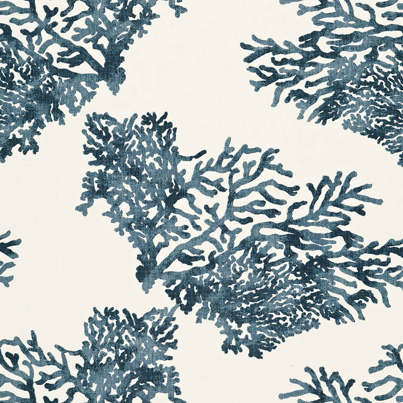 Great Barrier Reef fabric in indigo color - pattern number 175361 - by Schumacher in the Nautilus collection