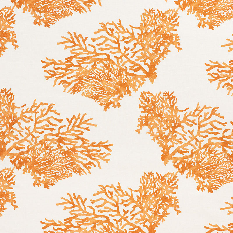 Great Barrier Reef fabric in orange color - pattern number 175366 - by Schumacher in the Nautilus collection