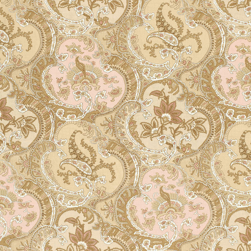 Pickfair Paisley fabric in camel color - pattern number 175552 - by Schumacher in the Timothy Corrigan collection