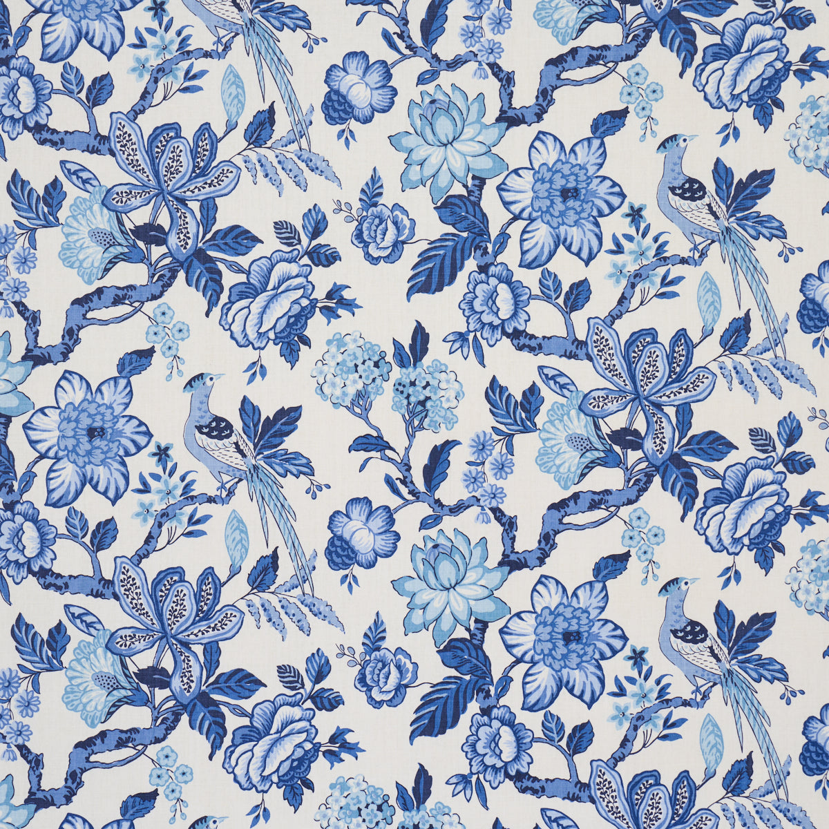 Huntington Gardens fabric in bleu marine color - pattern number 175560 - by Schumacher in the Timothy Corrigan collection