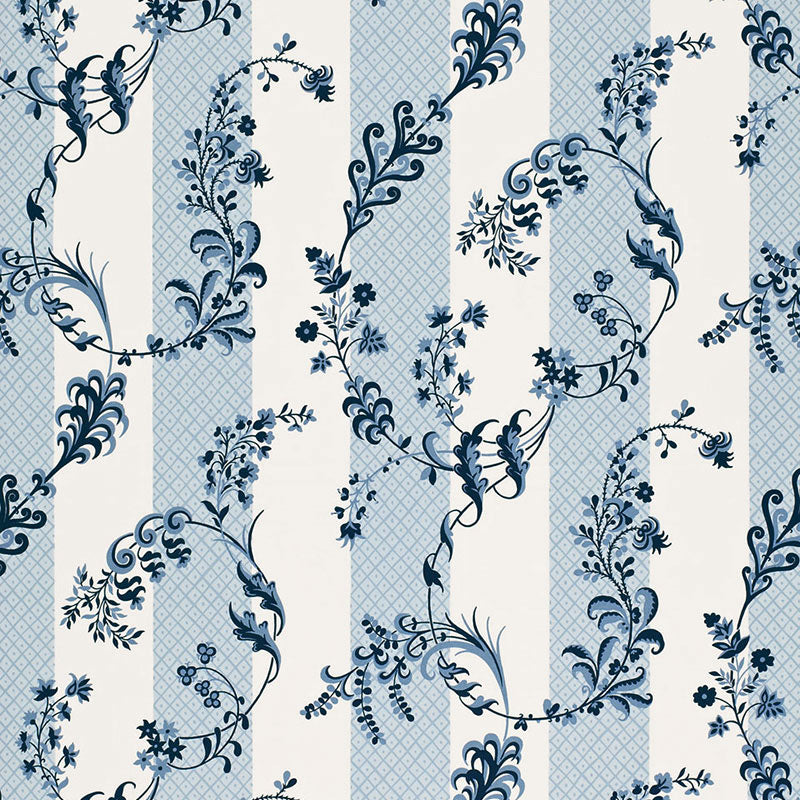 Bagatelle fabric in bleu marine color - pattern number 175590 - by Schumacher in the Timothy Corrigan collection