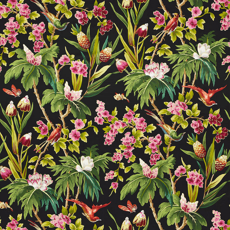 Seychelles fabric in noir color - pattern number 175700 - by Schumacher in the Tropicana collection