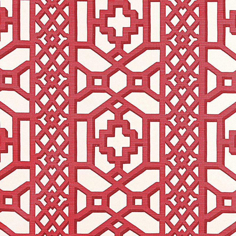 Zanzibar Trellis Chintz fabric in lacquer color - pattern number 175732 - by Schumacher in the 125th Anniversary collection