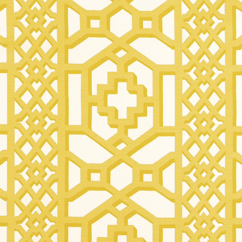 Zanzibar Trellis Matte fabric in canary color - pattern number 175740 - by Schumacher in the 125th Anniversary collection