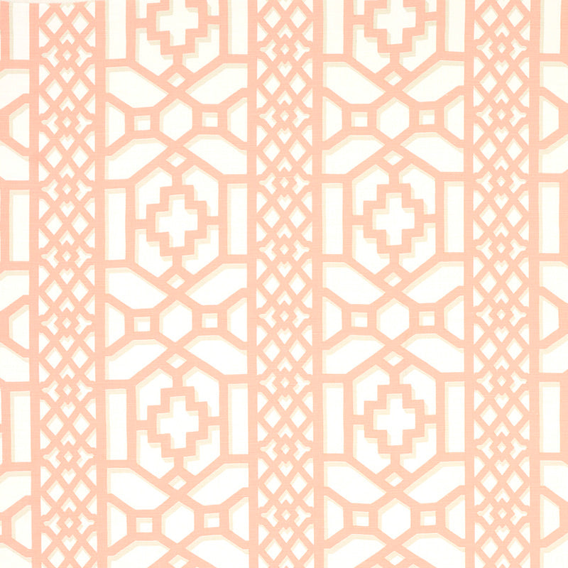 Zanzibar Trellis fabric in coral color - pattern number 175747 - by Schumacher in the Happy Together collection