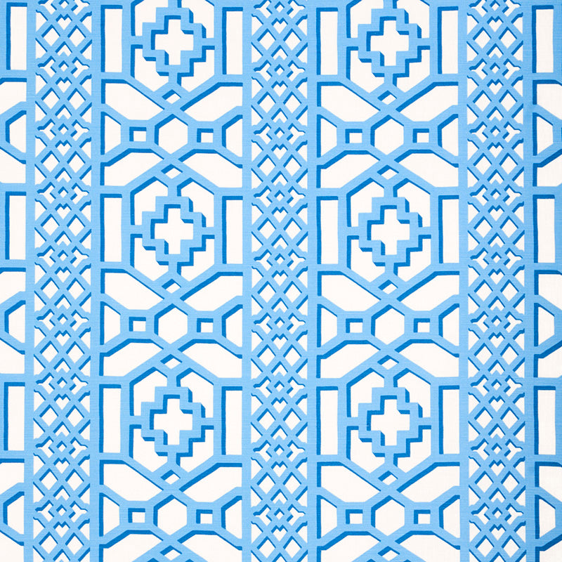 Zanzibar Trellis fabric in blue color - pattern number 175748 - by Schumacher in the Happy Together collection