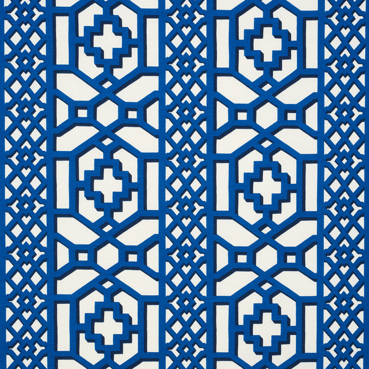 Zanzibar Trellis fabric in navy color - pattern number 175749 - by Schumacher in the Preppy Chic collection