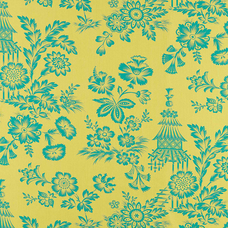 Song Garden fabric in chartreuse color - pattern number 175751 - by Schumacher in the Schumacher Classics collection
