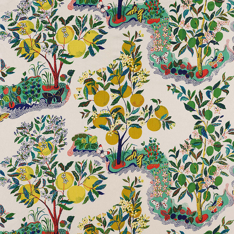 Citrus Garden fabric in primary color - pattern number 175760 - by Schumacher in the Good Vibrations collection