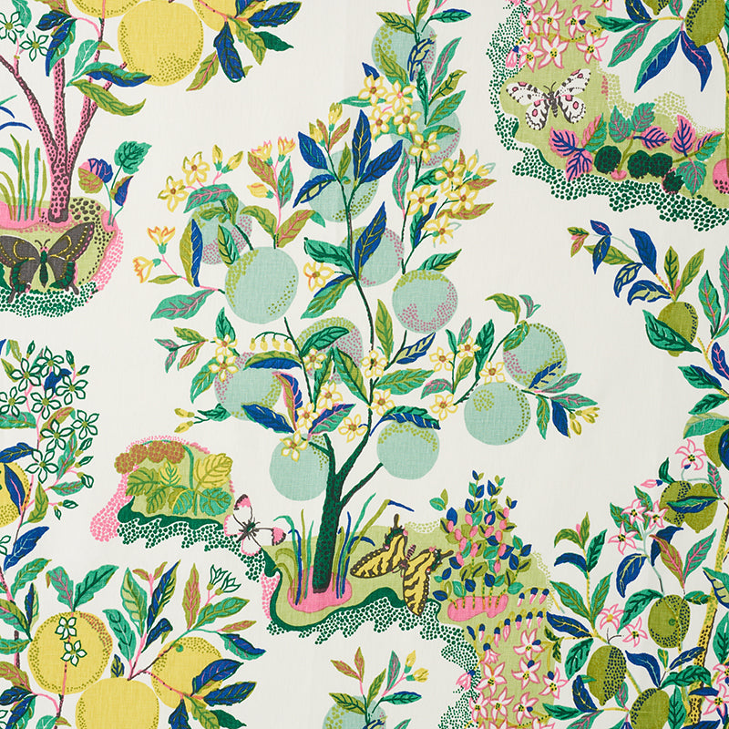Citrus Garden fabric in lime color - pattern number 175762 - by Schumacher in the Schumacher Classics collection