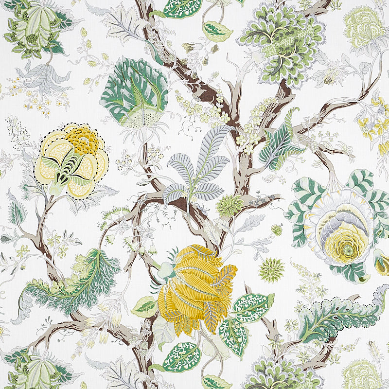 Indian Arbre fabric in citron color - pattern number 175783 - by Schumacher in the 125th Anniversary collection