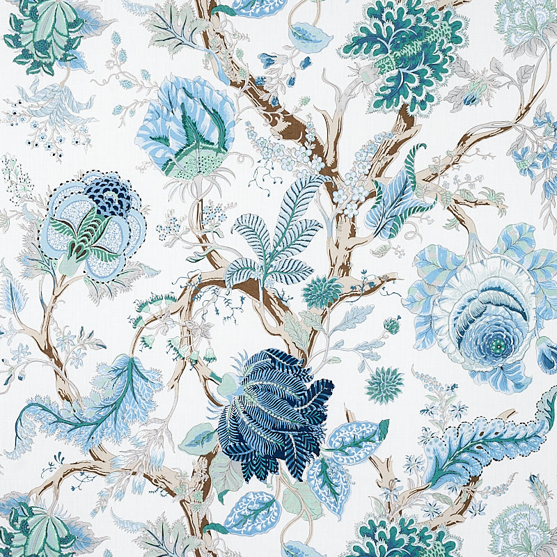 Indian Arbre fabric in peacock and emerald color - pattern number 175784 - by Schumacher in the 125th Anniversary collection