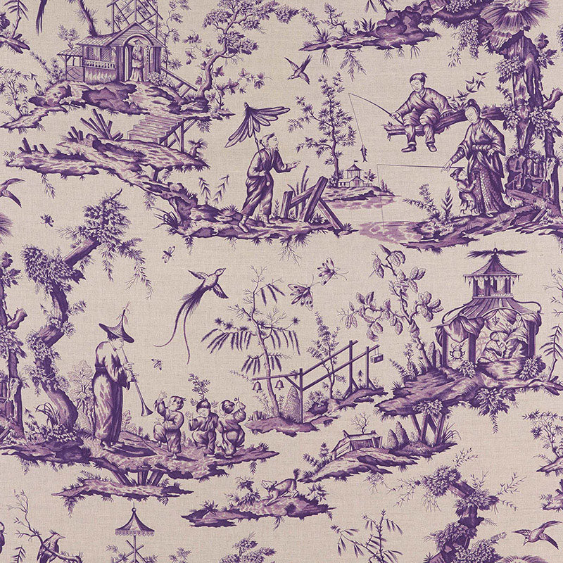 Shengyou Toile fabric in iris color - pattern number 175801 - by Schumacher in the Schumacher Classics collection