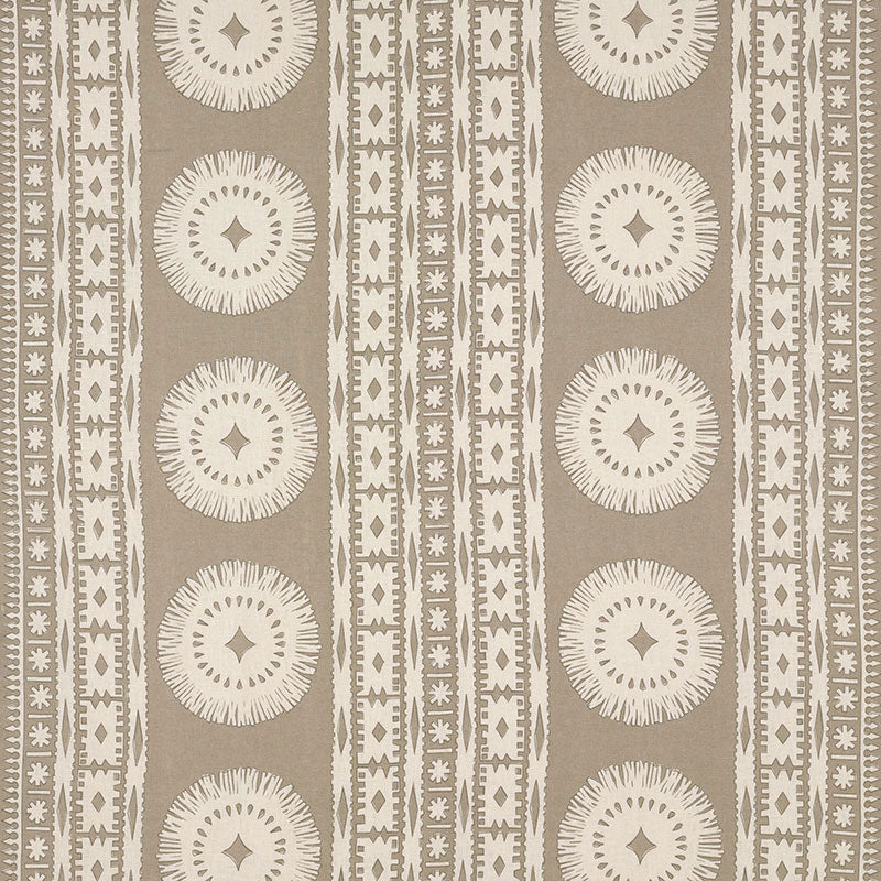 Bora Bora Print fabric in sea oyster color - pattern number 175842 - by Schumacher in the Tribal Chic collection