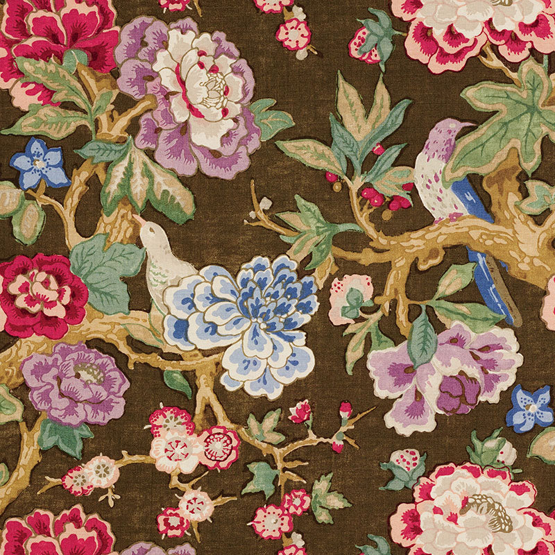 Bermuda Blossoms fabric in cocoa color - pattern number 175870 - by Schumacher in the Mary Mcdonald collection