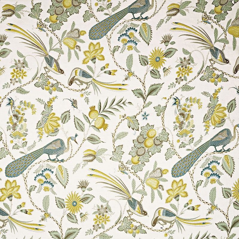 Campagne fabric in cadet and citron color - pattern number 175951 - by Schumacher in the Schumacher Classics collection