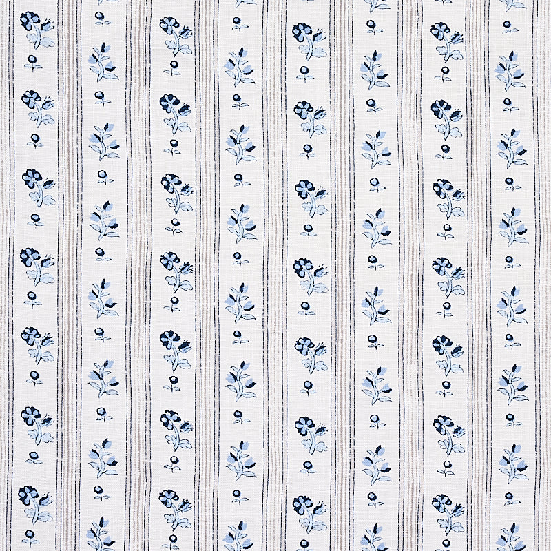Cabanon Stripe fabric in bleu color - pattern number 175963 - by Schumacher in the Rhapsody In Blue collection