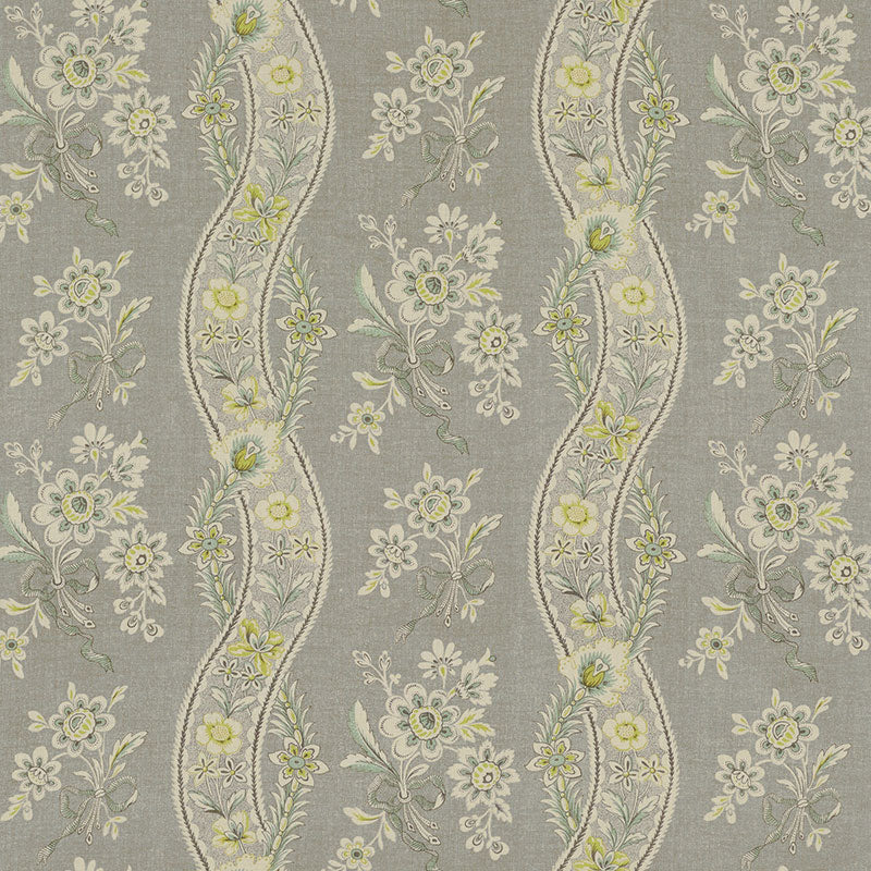 Le Castellet fabric in grisaille and jonquil color - pattern number 175981 - by Schumacher in the Country Chic collection