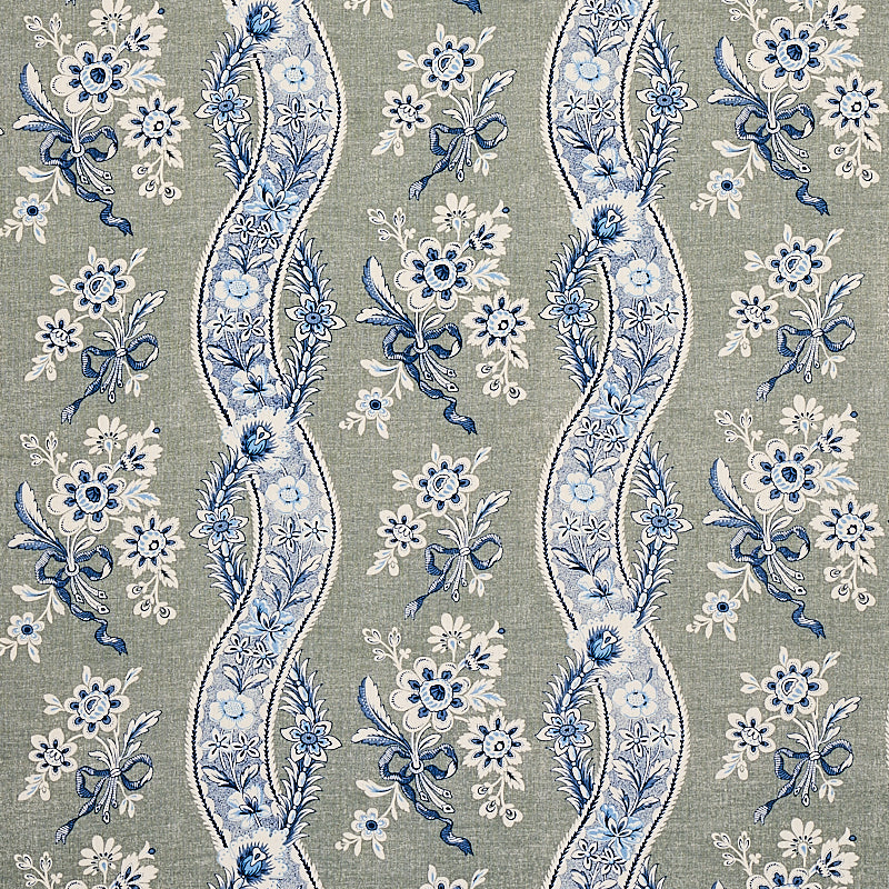Le Castellet fabric in gris and bleu color - pattern number 175982 - by Schumacher in the Country Chic collection