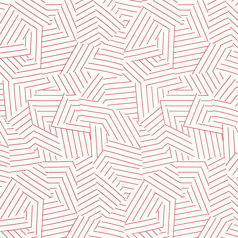Deconstructed Stripe fabric in red color - pattern number 176051 - by Schumacher in the Miles Redd collection