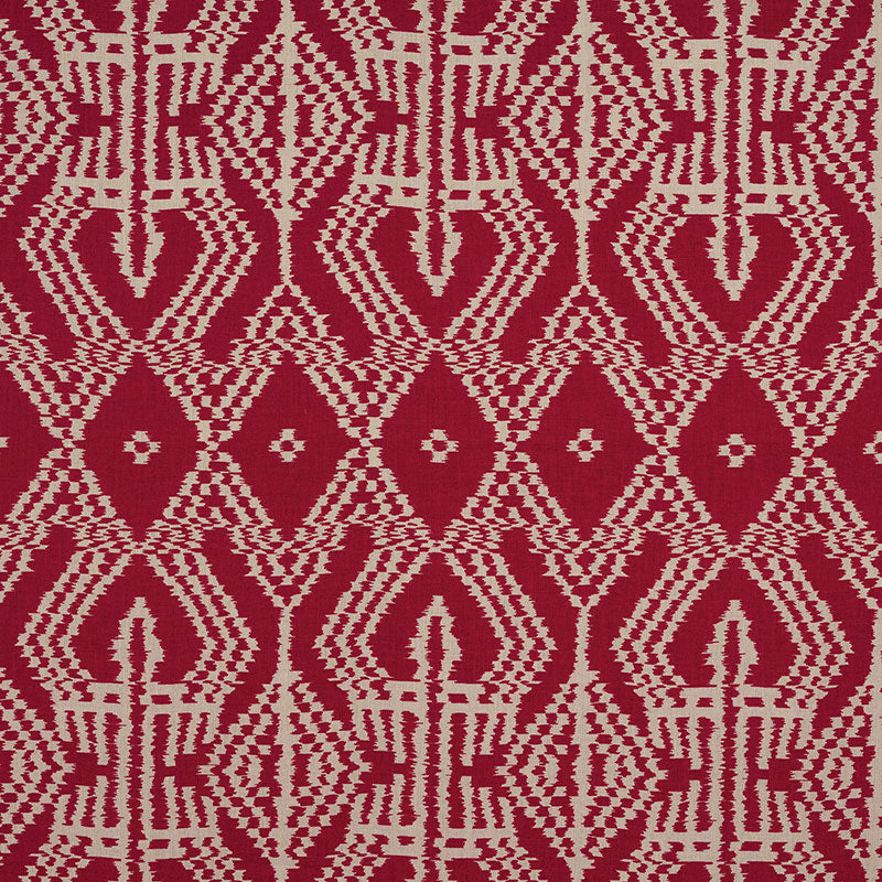 Asaka Ikat fabric in red color - pattern number 176090 - by Schumacher in the Ikat Collection collection